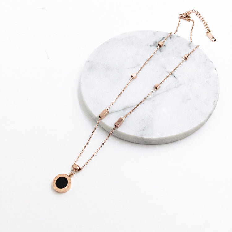 Roman Numeral Disc Necklace