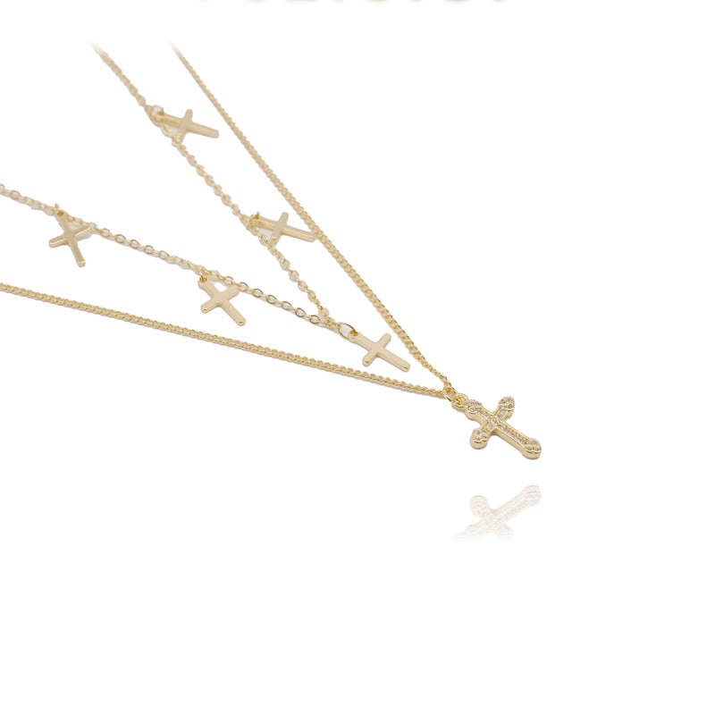 Cross & Heart Charm Choker
