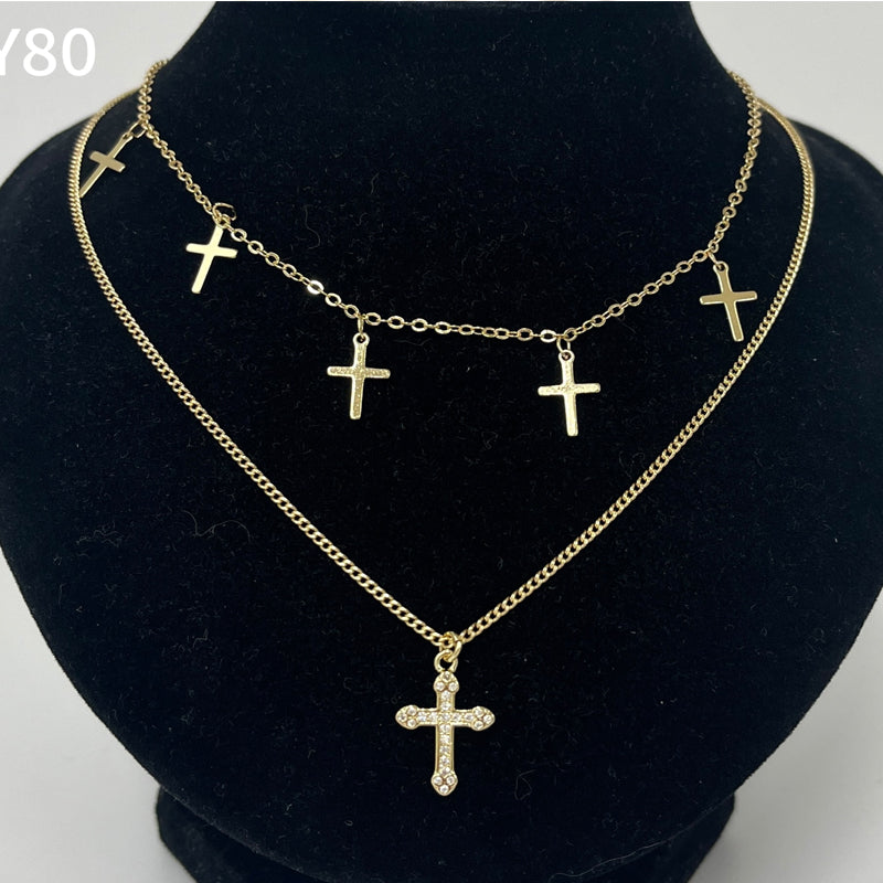 Cross & Heart Charm Choker
