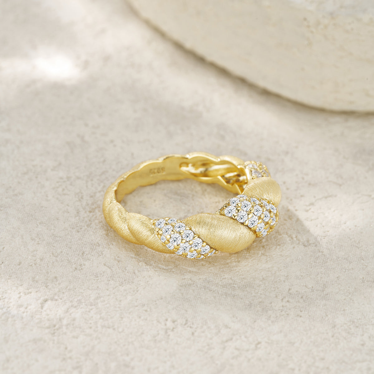 Gold Twist Pavé Band