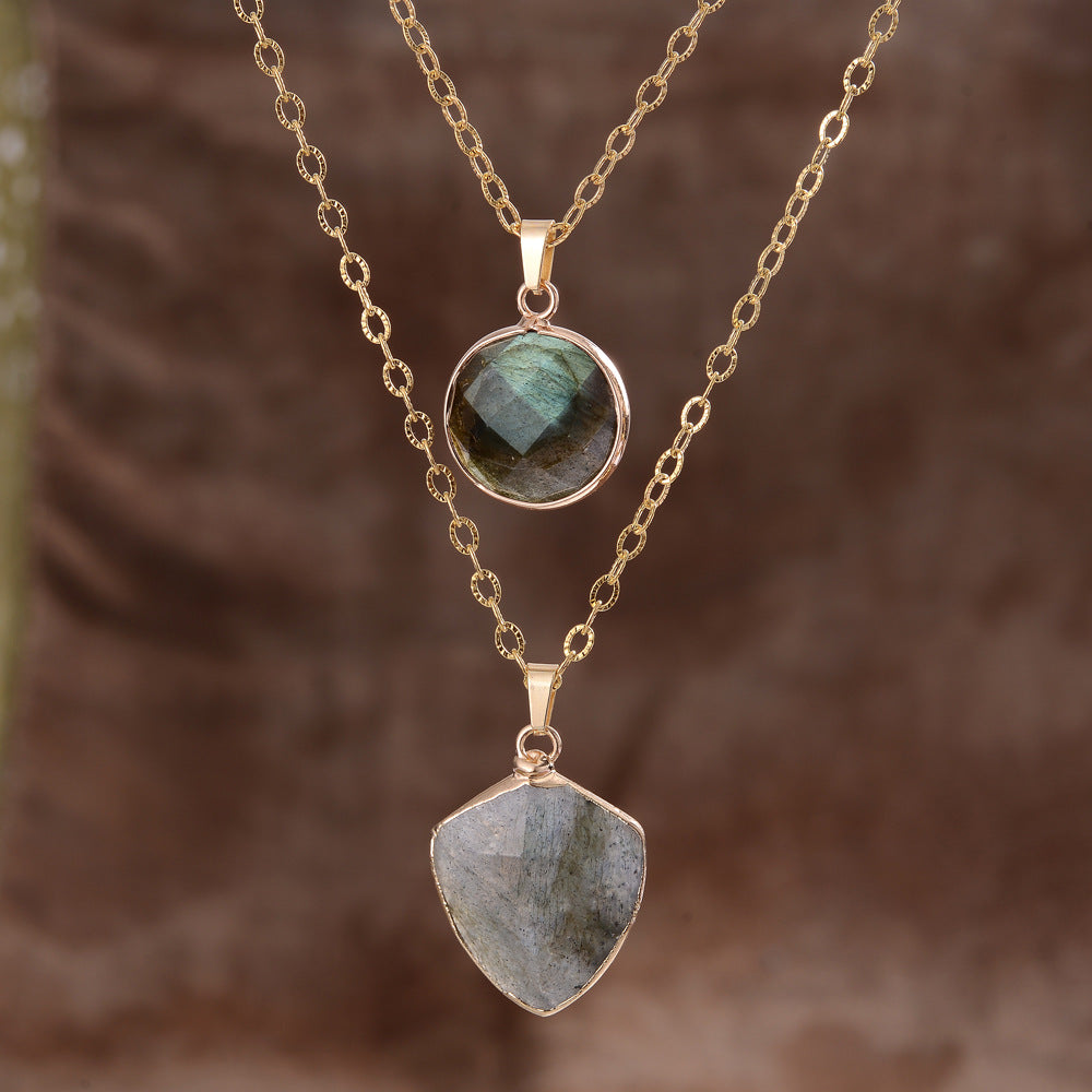Gemstone Shield Necklace