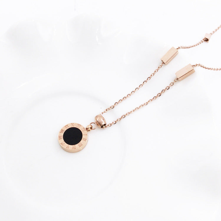 Roman Numeral Disc Necklace