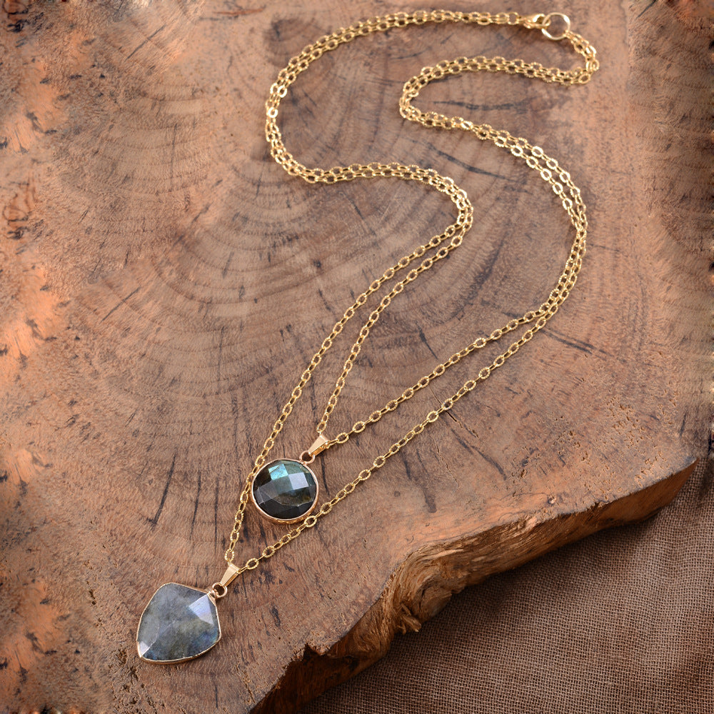Gemstone Shield Necklace