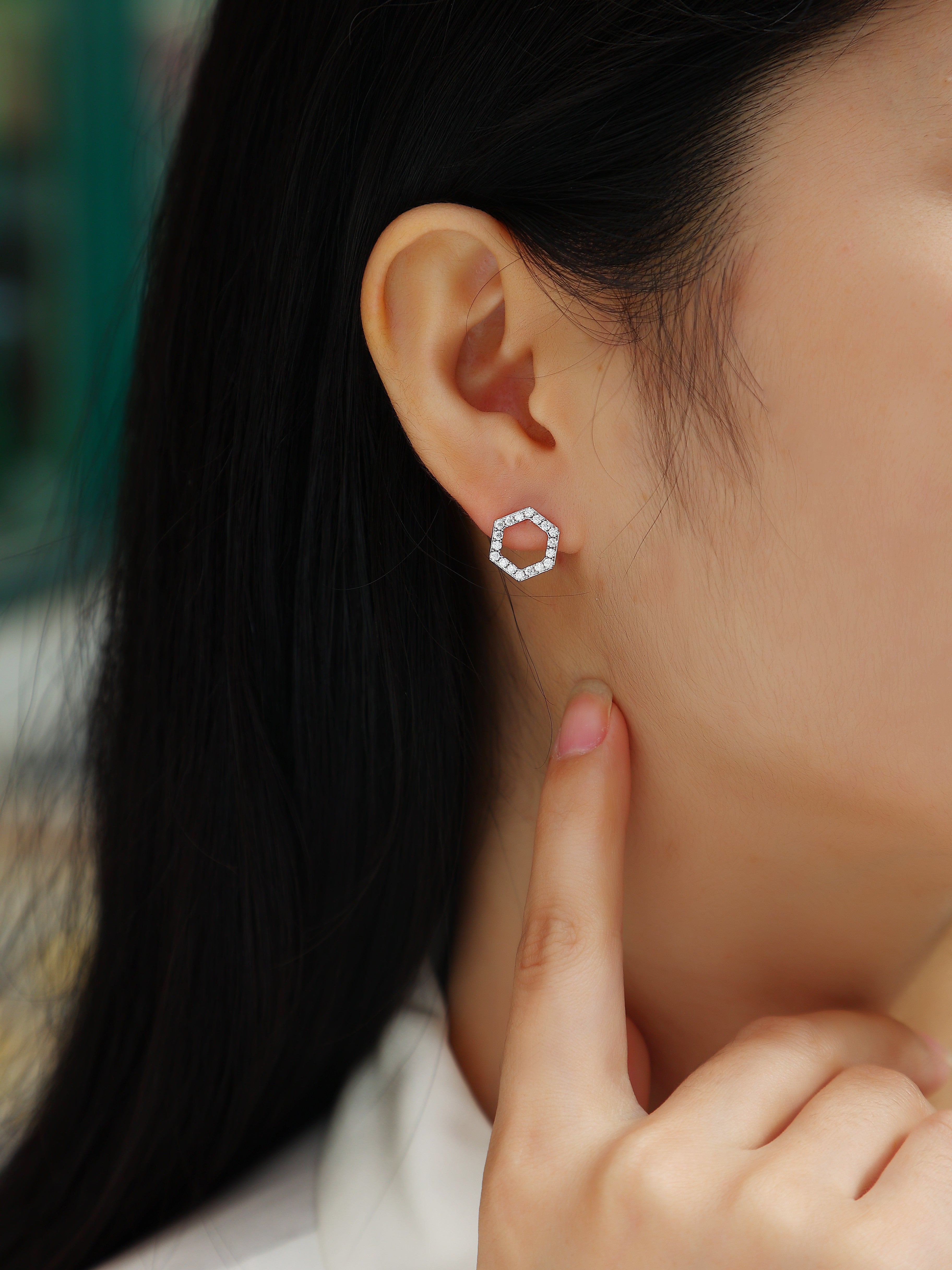 Hexagon Outline Studs