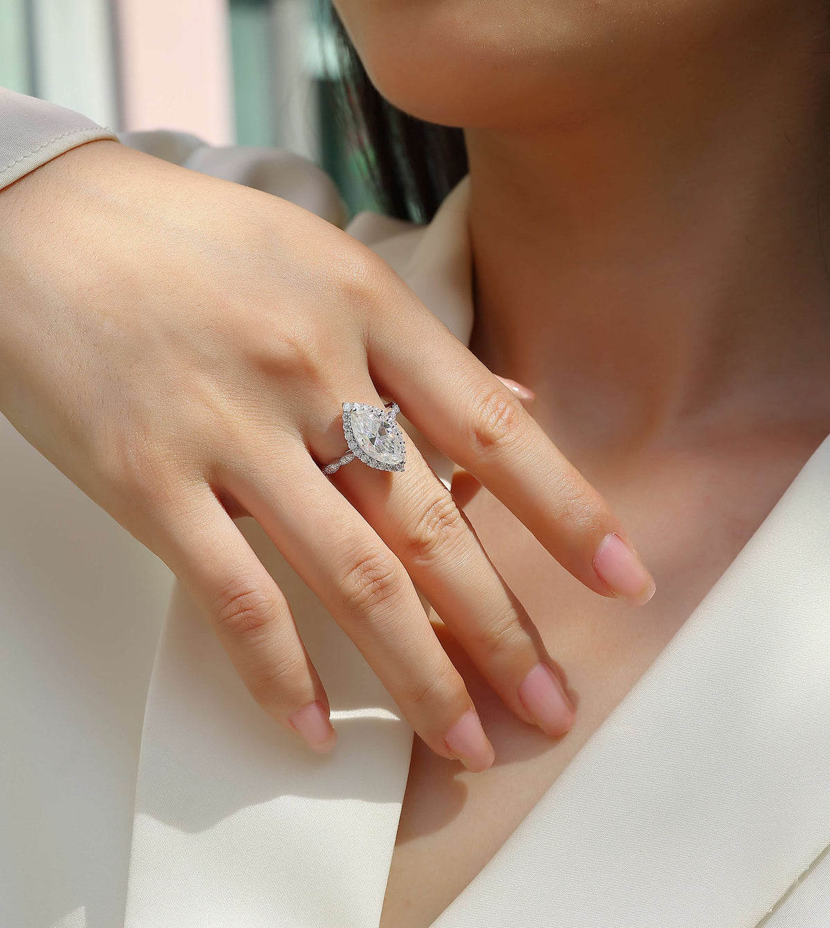 Marquise Halo Ring