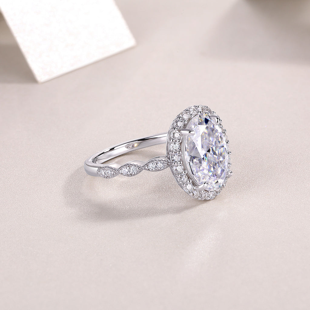 Oval Halo Twist Ring