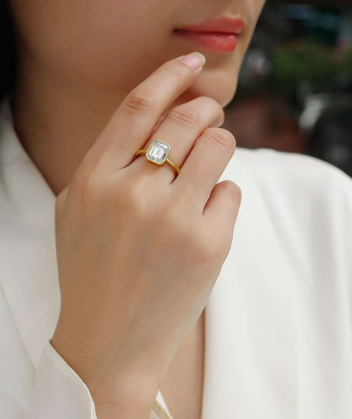 Bezel Emerald-Cut Ring