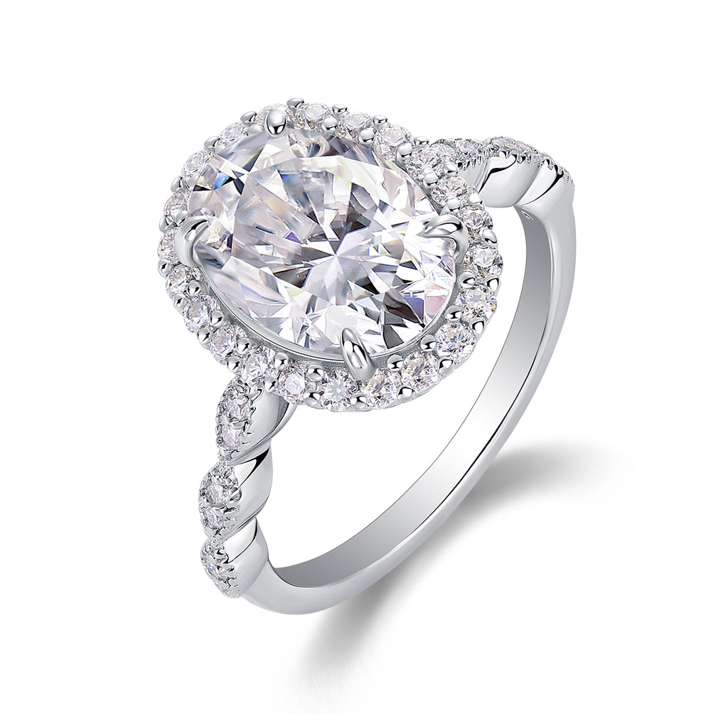 Oval Halo Twist Ring