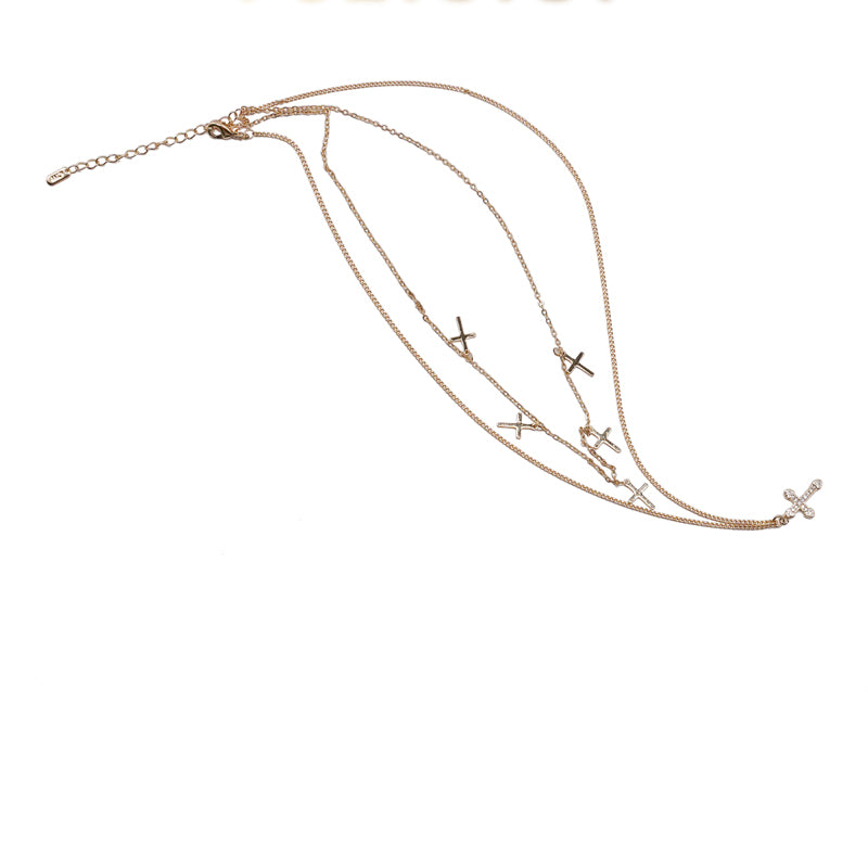 Cross & Heart Charm Choker