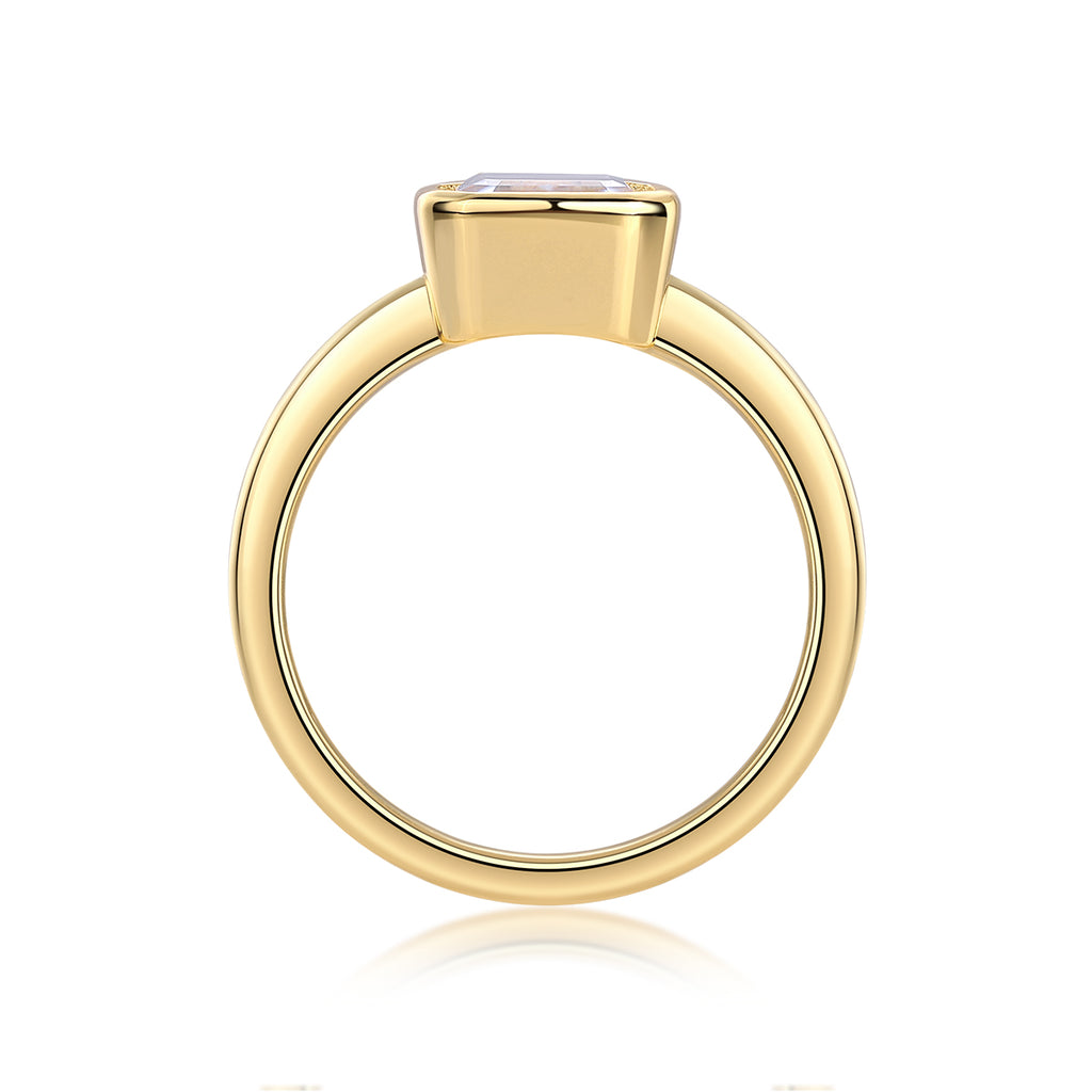 Bezel Emerald-Cut Ring