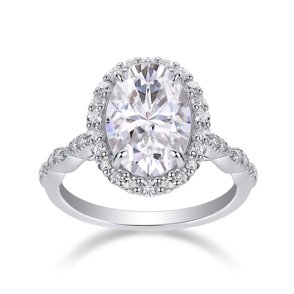 Oval Halo Twist Ring