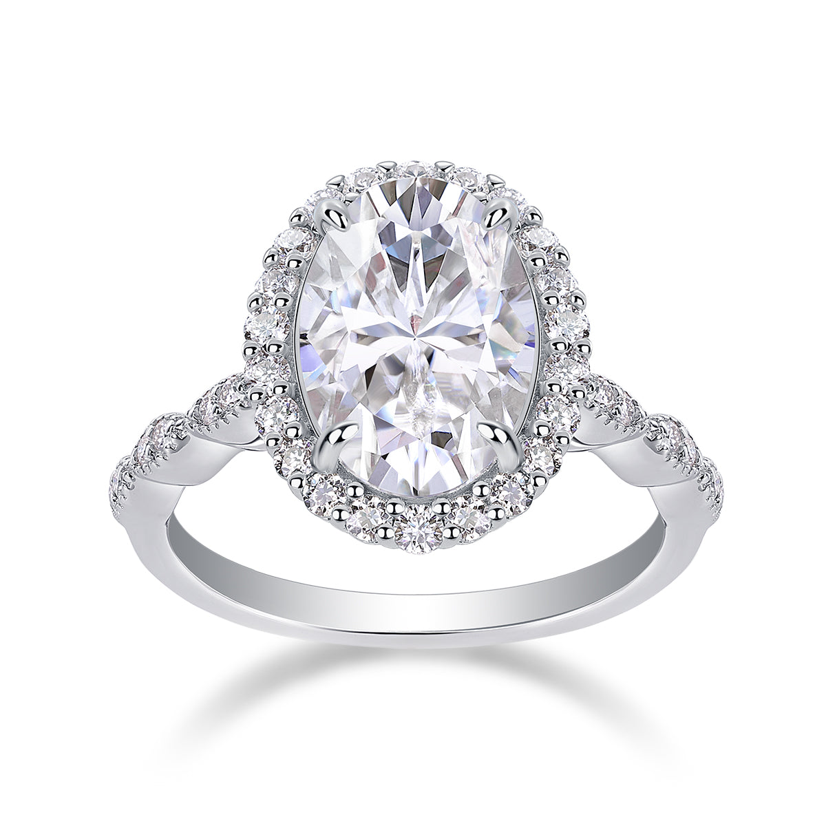 Oval Halo Twist Ring