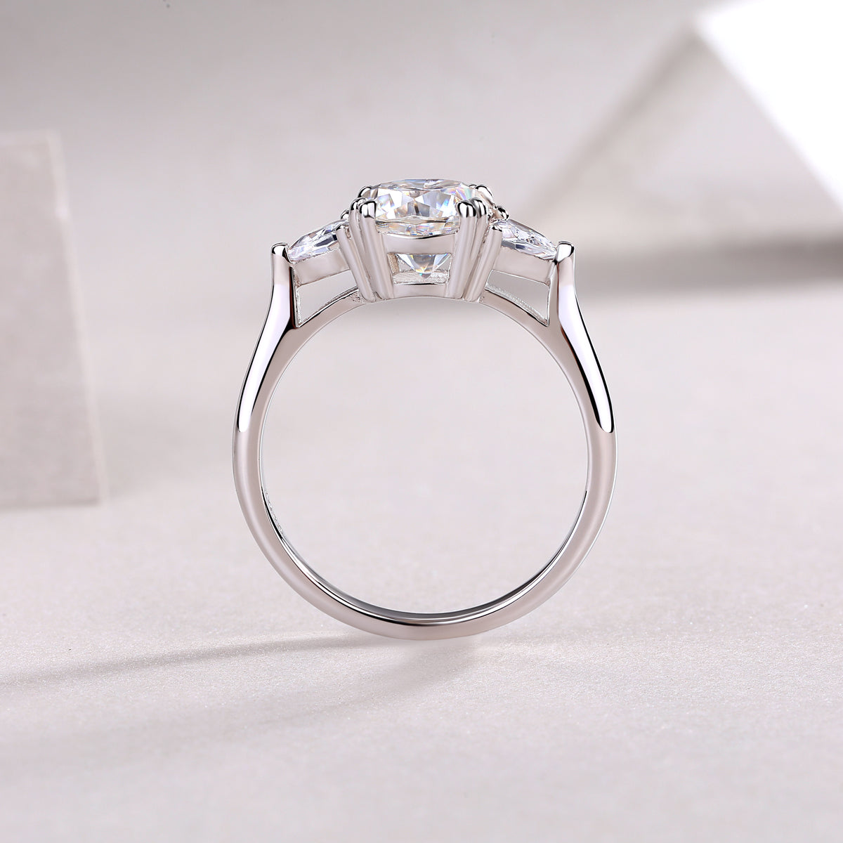 Cushion Three-Stone Ring