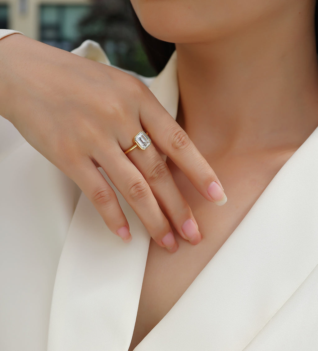 Bezel Emerald-Cut Ring