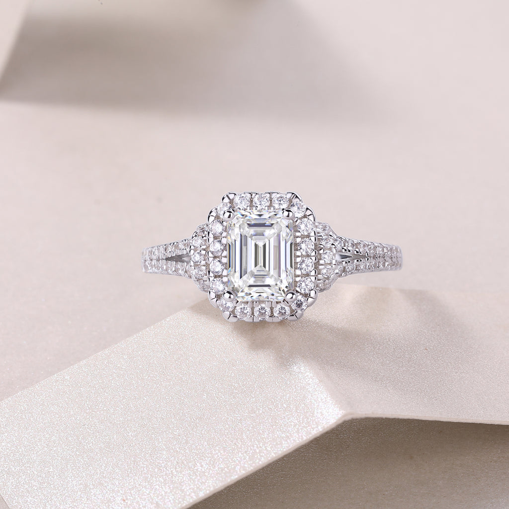 Emerald Halo Ring