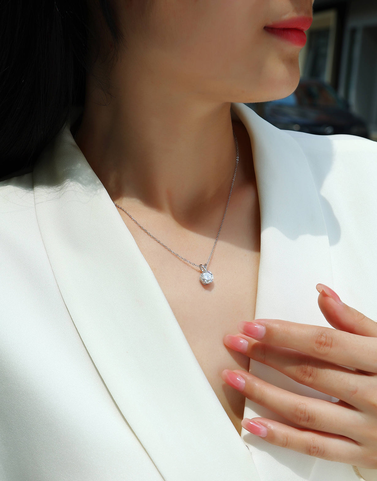 V-Shaped Solitaire Pendant