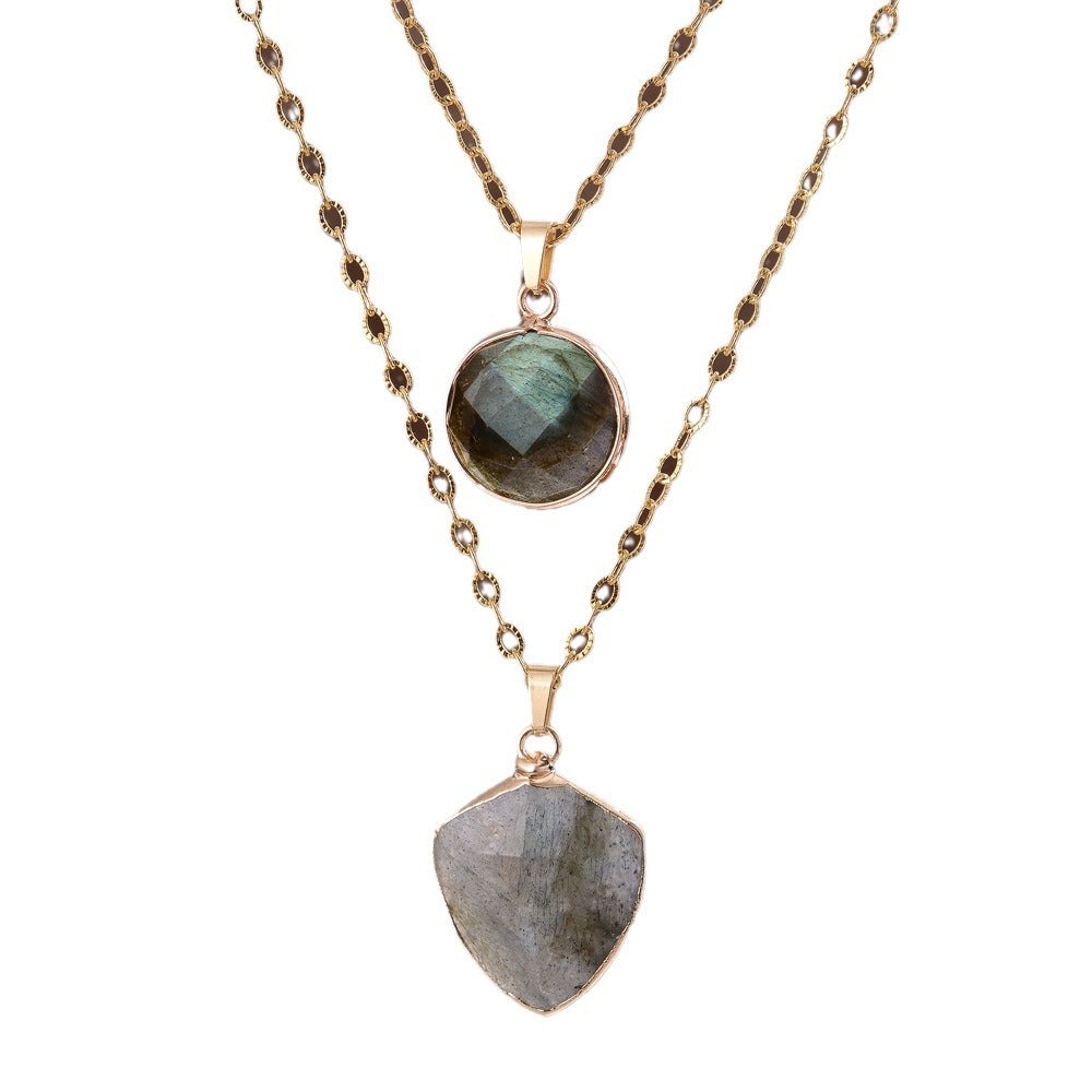 Gemstone Shield Necklace