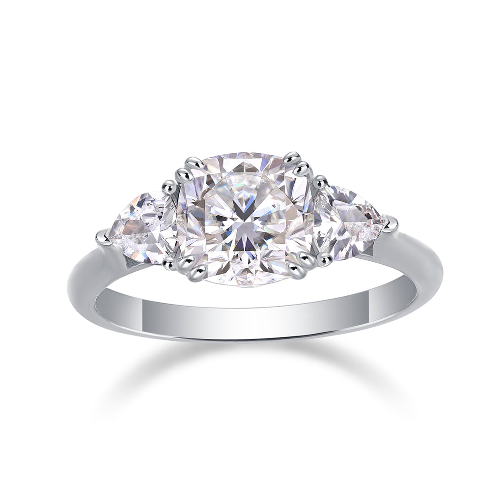 Cushion Three-Stone Ring