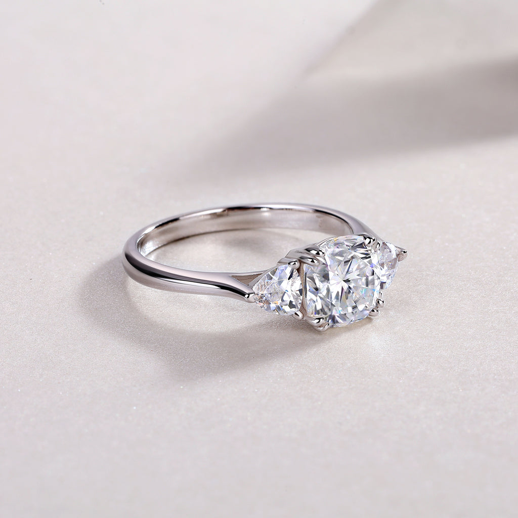 Cushion Three-Stone Ring