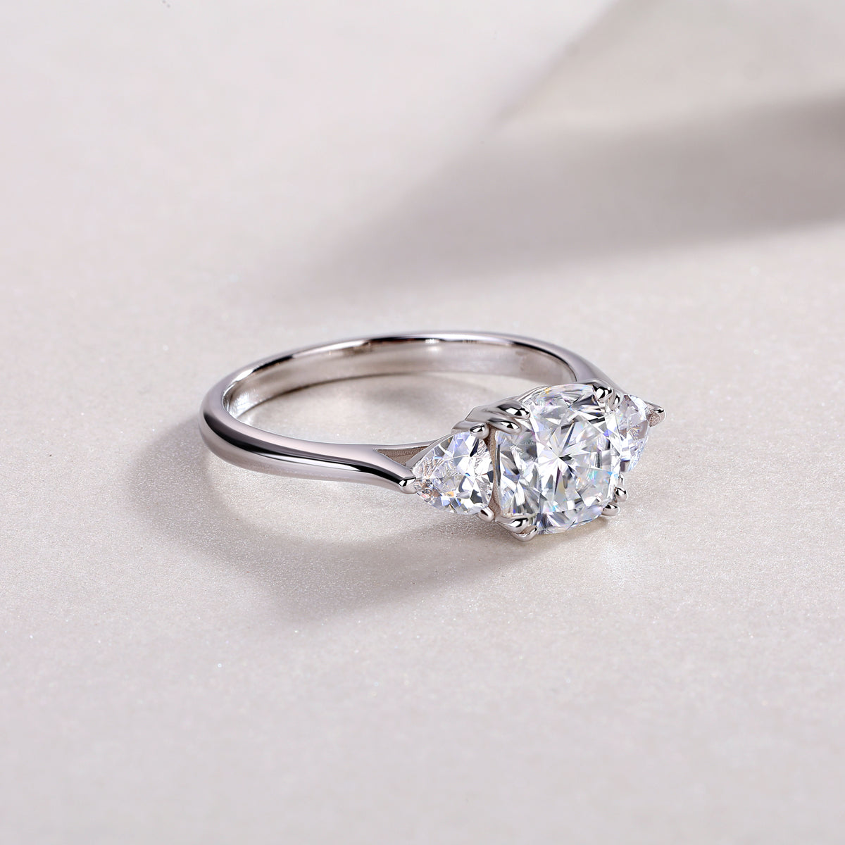 Cushion Three-Stone Ring